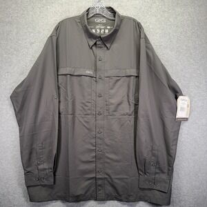 GameGuard Outdoors Shirt Mens 3XL Gray Microfiber Long Sleeve Fishing Button Up